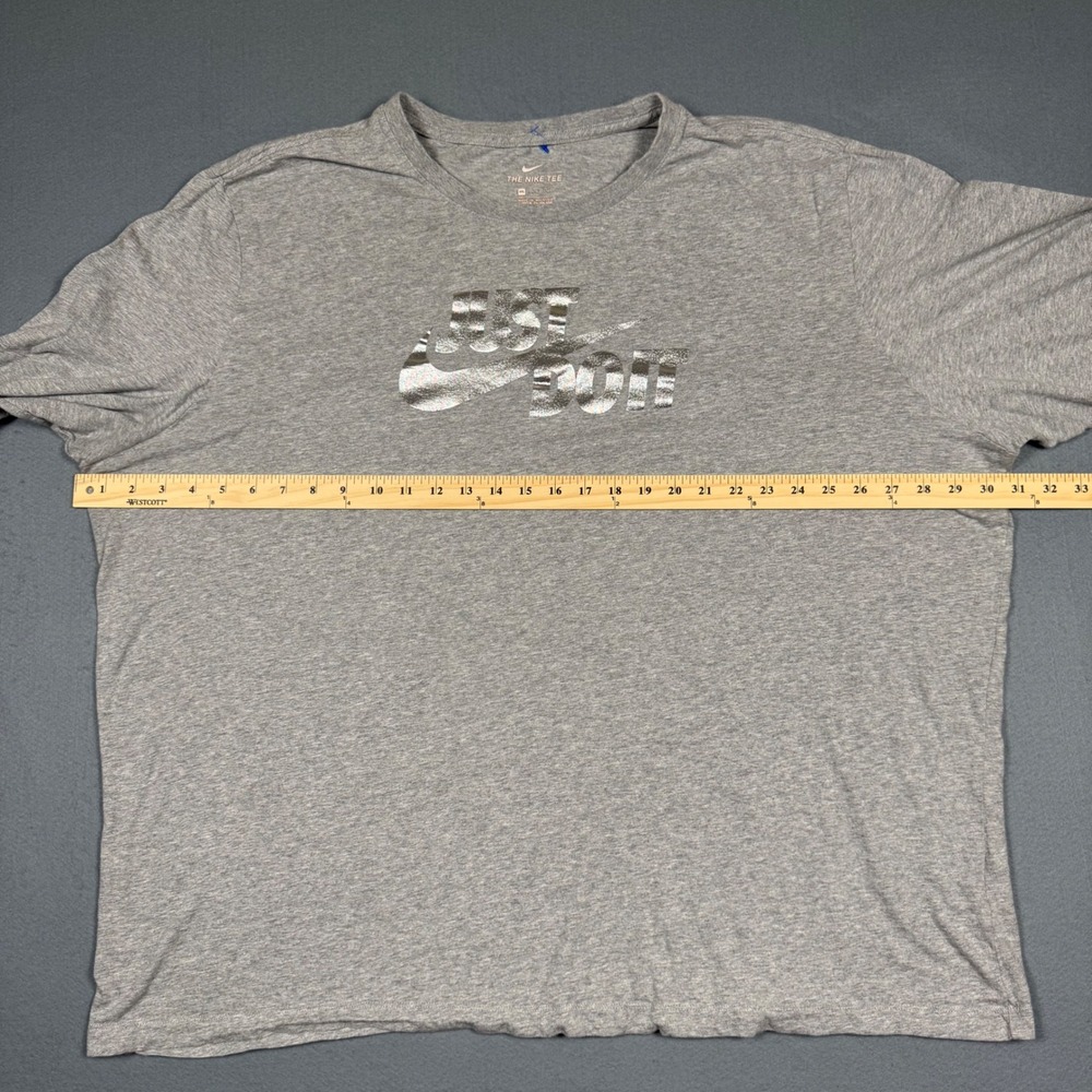 Nike Long Sleeve Shirt Mens 4XL Gray Silver Foil Just Do It Graphic Tee Big Tall - Picture 5 of 11